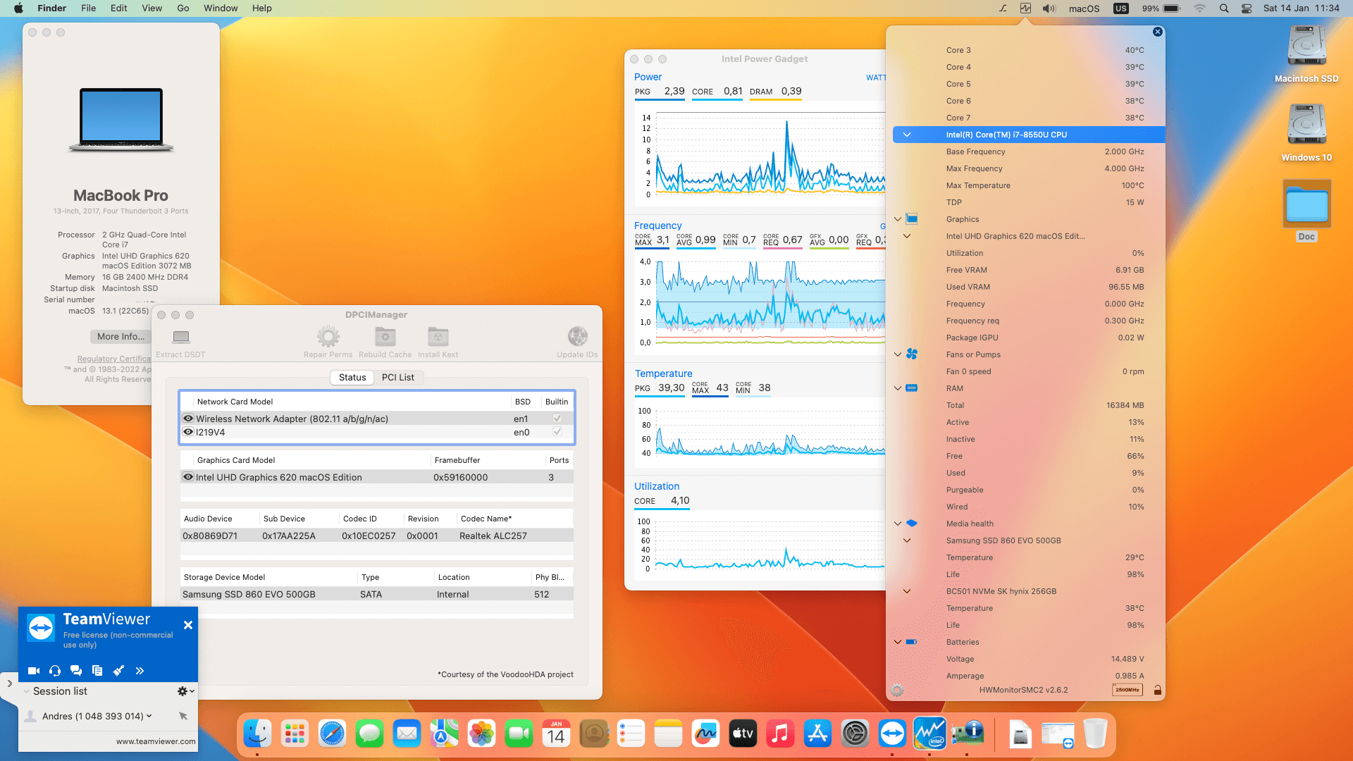 Success Hackintosh macOS Ventura 13.1 Build 22C65 in Lenovo Thinkpad T580